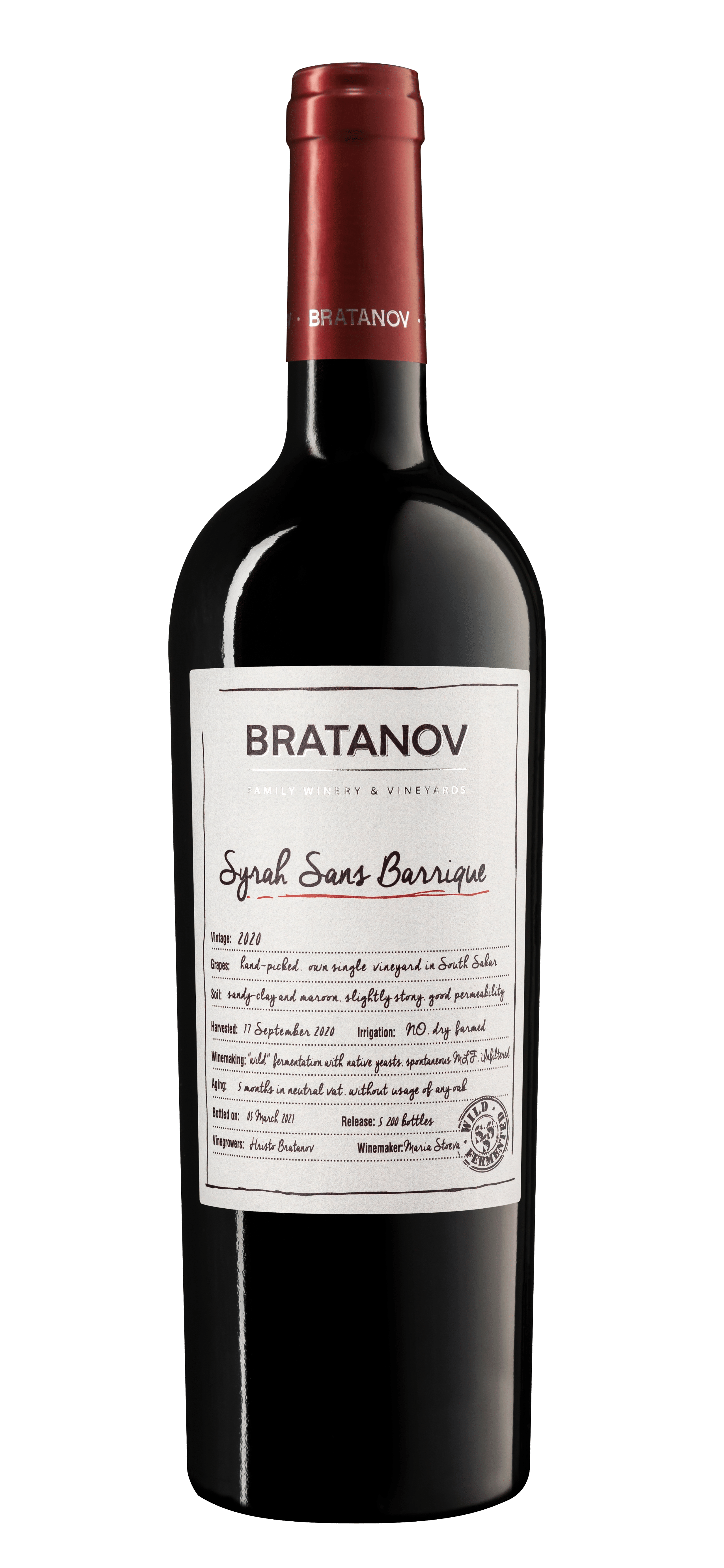 Bratanov Syrah Sans Barrique 2020